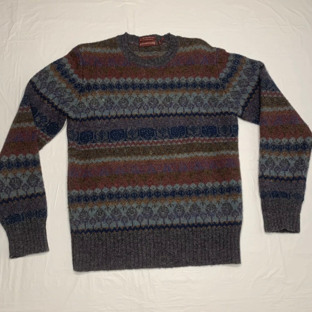 Vintage Ralph Lauren Chaps Aztec 100% Shetland Wool Crewneck Sweater Men’s Small